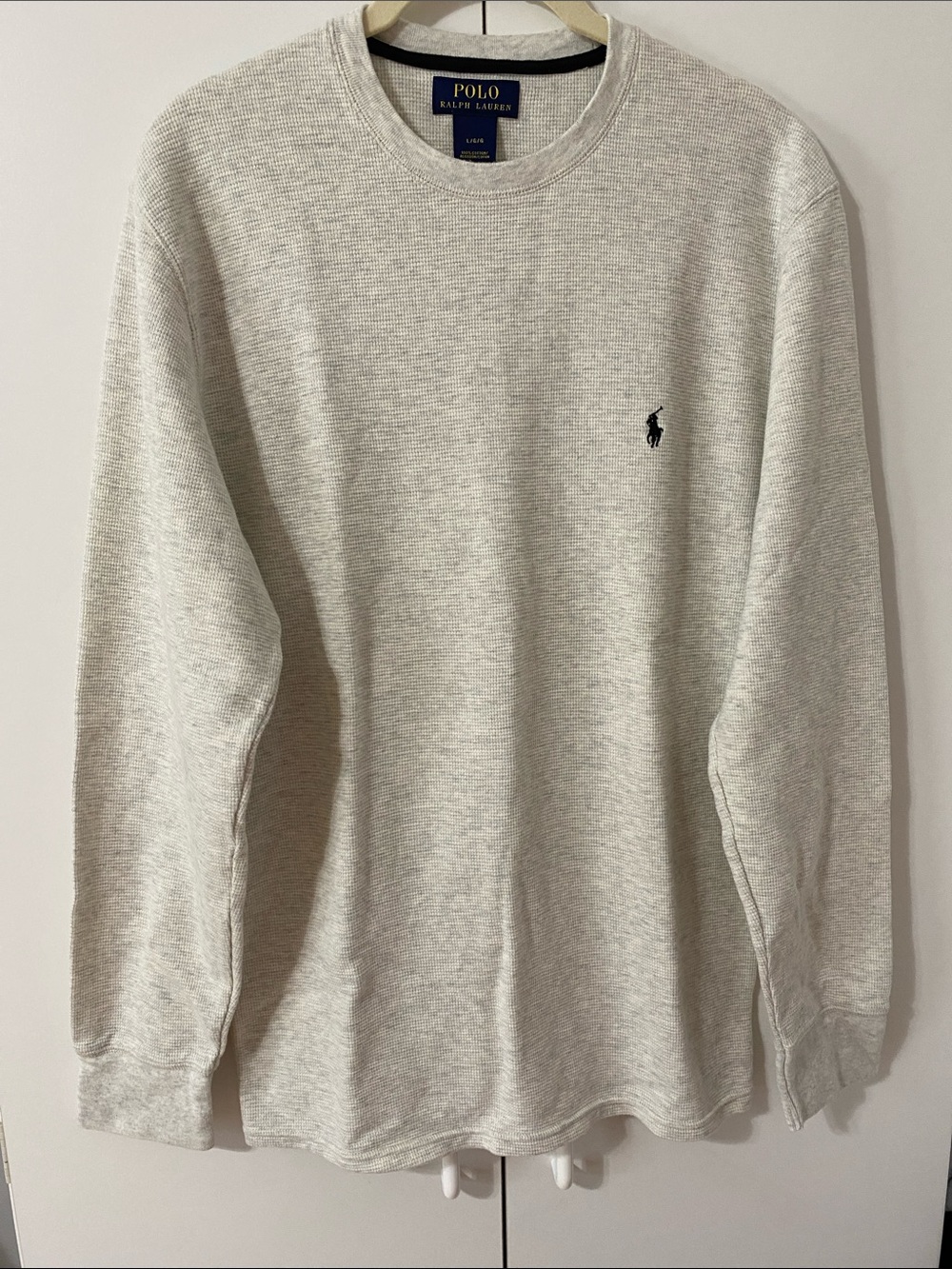 Polo by Ralph Lauren Men's Crewneck Sweater - Cream with Gray Heather - Size L